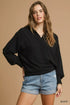 Umgee Linen Long Sleeves Elastic Hem Blouse - DAVERRI FASHIONS