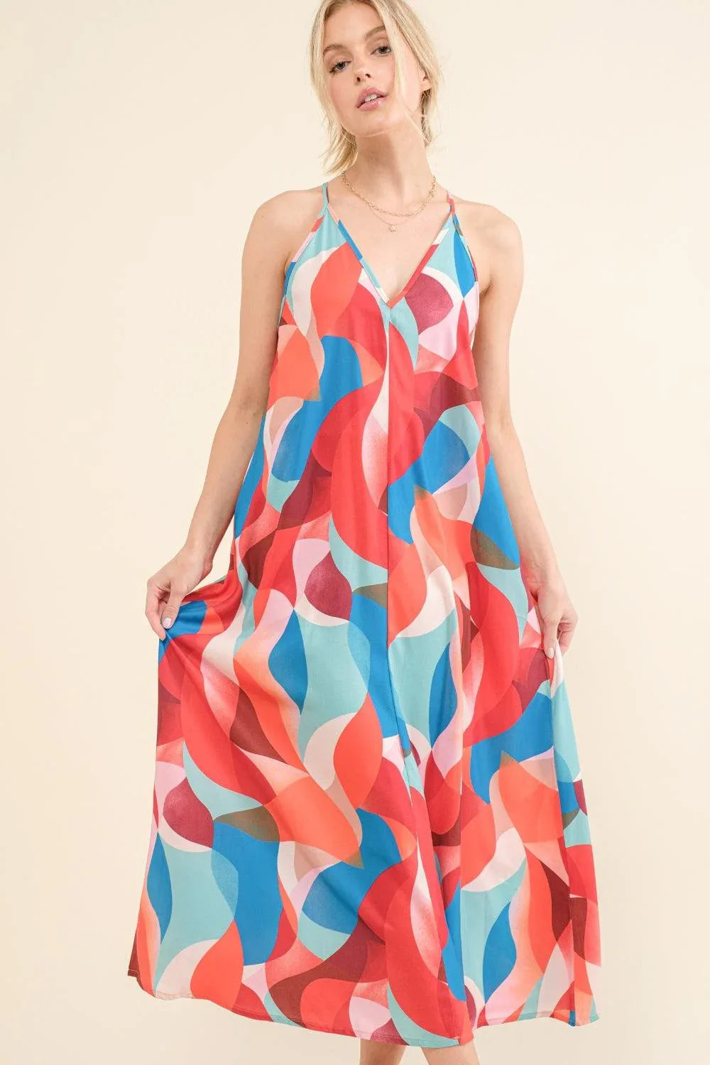 And the Why Printed Crisscross Back Cami Dress - DAVERRI FASHIONS