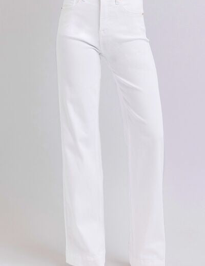 RISEN Full Size High Waist Straight Jeans White