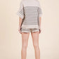 Lime 'N' Chili Striped Folded Half Sleeve Top and Shorts Set