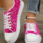 Sequin Round Toe Flat Sneakers - DAVERRI FASHIONS