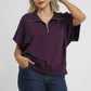 Umgee Full Size Half-Zip Short Sleeve Top Plus Size Tops
