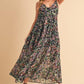 Aemi + Co Printed V-Neck Frill Tiered Cami Dress Black Multicolor S Cami Dresses