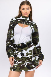 American Bazi Camouflage Cropped Jacket with Chains Winter Camo S