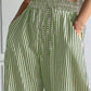 Daverri green and white striped high-waisted wide leg pants