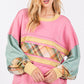 SAGE + FIG Mineral Wash Raw Edge Color Block Sweatshirt Sweatshirts