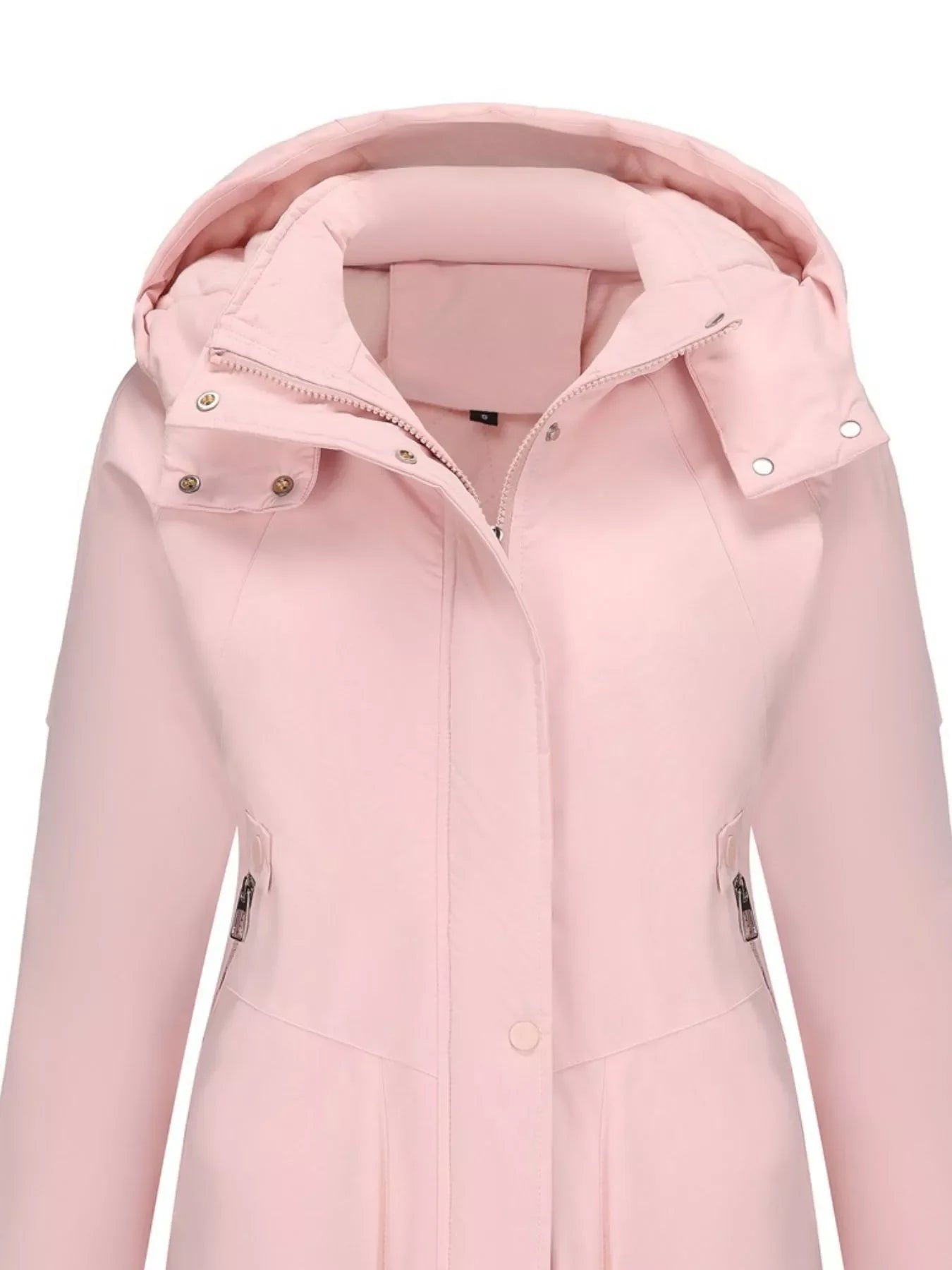 Daverri Fashions pink hooded mid-length windproof plus size coat