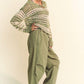Davi & Dani Contrast Striped Crochet Drop Shoulder Knit Cover Up Sweaters