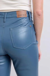 Judy Blue Full Size High Waist Tummy Control Faux Leather Bootcut Pants Plus Size | Pants Daverri Fashions