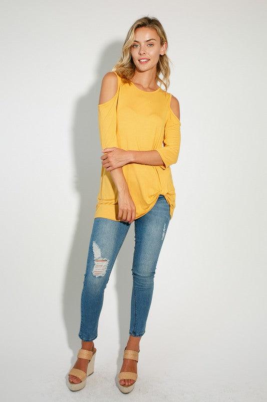 SOLID COLD SHOULDER TOP