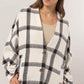 HYFVE Plaid Long Sleeve Jacket with Side Slit Pockets Cream