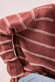 BiBi Striped Long Sleeve Sweater | Sweaters Daverri Fashions