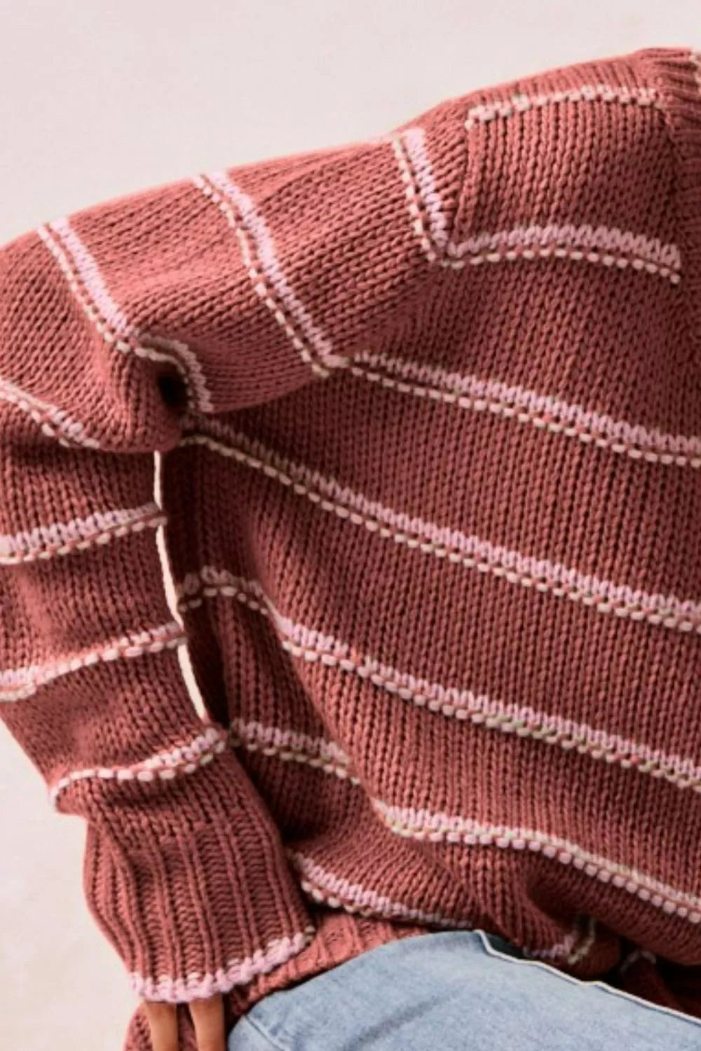 BiBi Striped Long Sleeve Sweater | Daverri Fashions