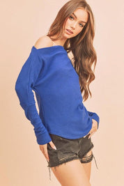 Aemi + Co One Shoulder Long Sleeve Knit Top | Tops Daverri Fashions