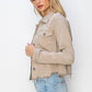 RISEN Full Size Raw Hem Button Up Cropped Denim Jacket Plus Size