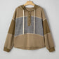 Mixed Texture Patchwork Exposed Seam Half Button Hoodie - DAVERRI FASHIONS