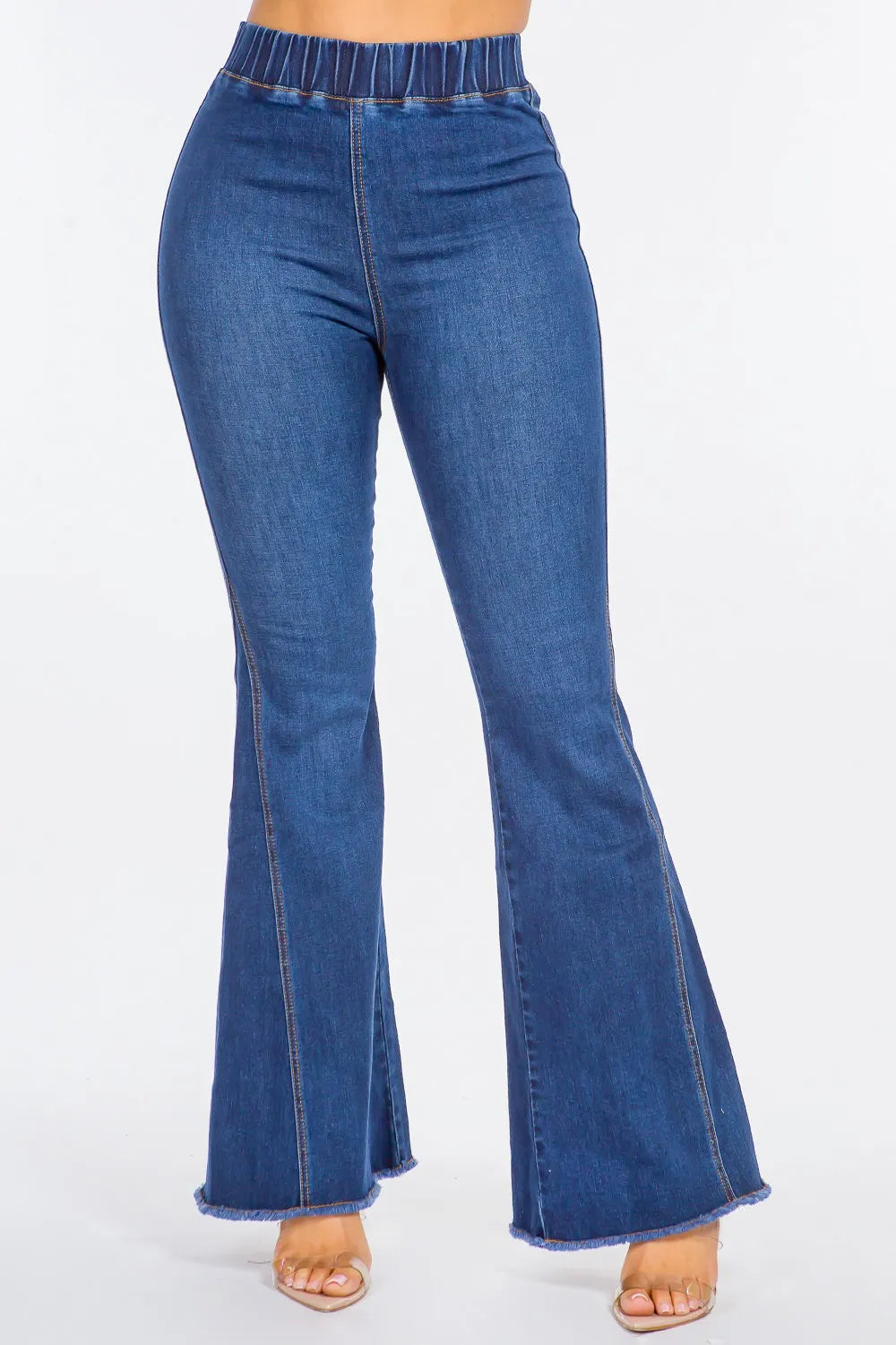 DK Blue L American Bazi High Waist Curvy Flare Jeans | Jeans Daverri Fashions