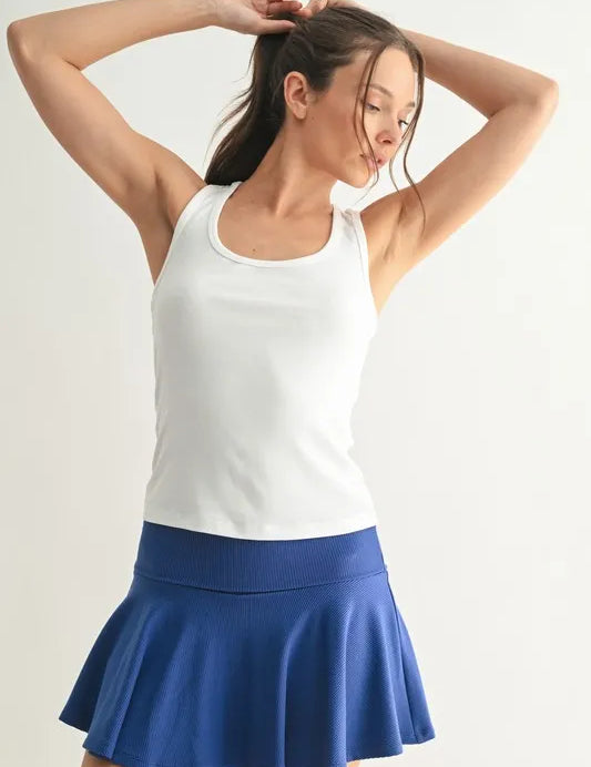 BASIC WHITE MONO B Slim Fit Scoop Neck Tank | Daverri Fashions