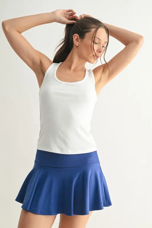 MONO B Slim Fit Scoop Neck Tank BASIC WHITE