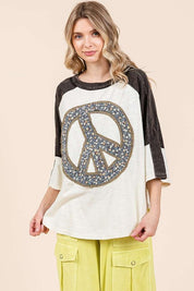 Mittoshop Peace Sign Patch Mineral Washed T-Shirt