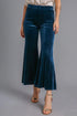 Umgee High Rise Elastic Waist Flare Pants Peacock Blue