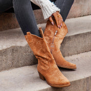 Suede Pointed Toe Western Cowboy Boots | Boots Daverri Fashions
