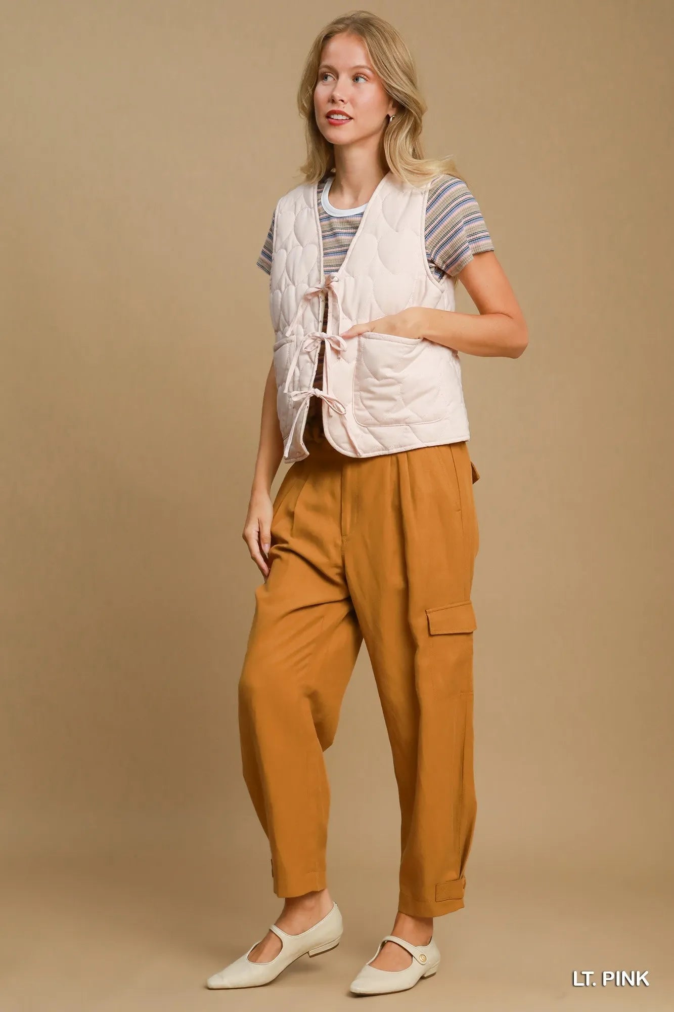 Umgee Heart Quilted Tie-Front Vest Vests
