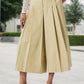 High-Waisted Pleated Wide-Leg Cropped Pants - DAVERRI FASHIONS
