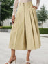 High-Waisted Pleated Wide-Leg Cropped Pants - DAVERRI FASHIONS