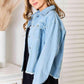 Double Take Dropped Shoulder Raw Hem Denim Jacket - DAVERRI FASHIONS
