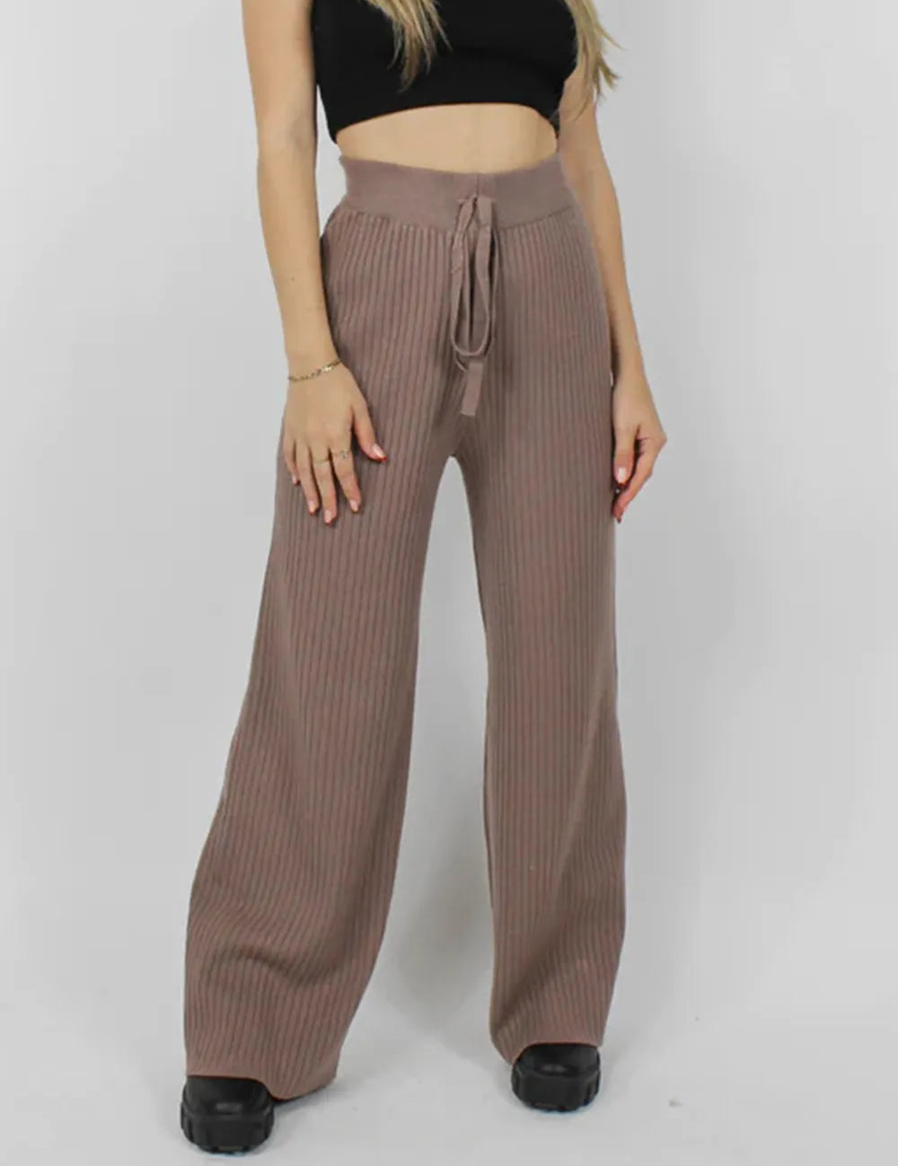 Ribbed Wide Leg Sweater Pants | Bottoms Daverri Fashions