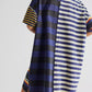 Striped Oversized Half Button Shirt Dress - DAVERRI FASHIONS