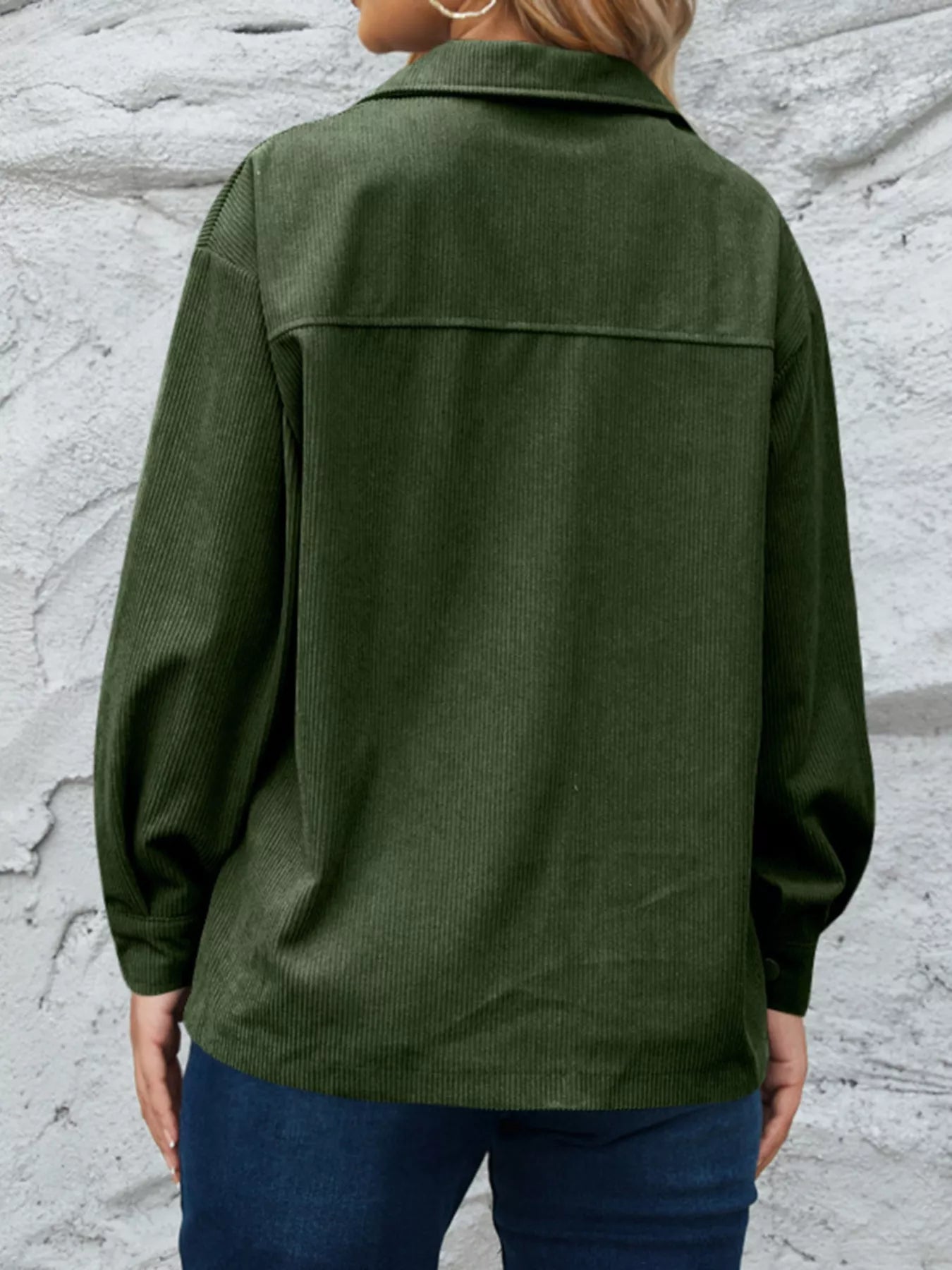 Corduroy Button-Down Shacket | Shackets Daverri Fashions