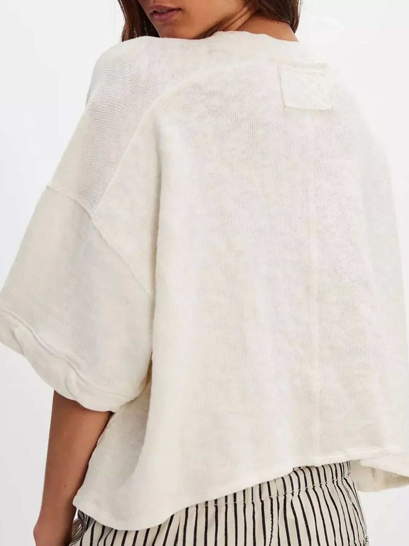 Button-Front Half Sleeve Cardigan - DAVERRI FASHIONS