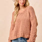 BiBi Chunky Knit Sweater with Flower Detail Sleeves - DAVERRI FASHIONS