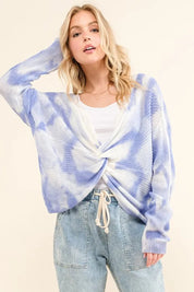And The Why Blue Tie Dye Twisted Sweater | Sweaters Daverri Fashions