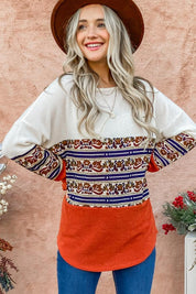 And The Why Ethnic Print Color Block Top | Tops Daverri Fashions