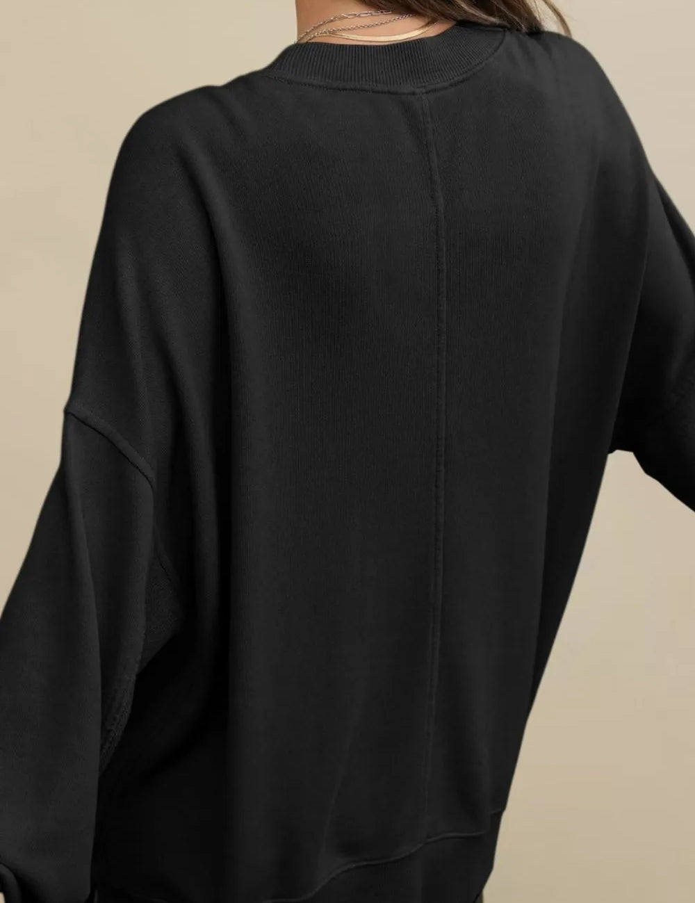 Side Slit Round Neck Long Sleeve Sweatshirt | Sweatshirts Daverri Fashions