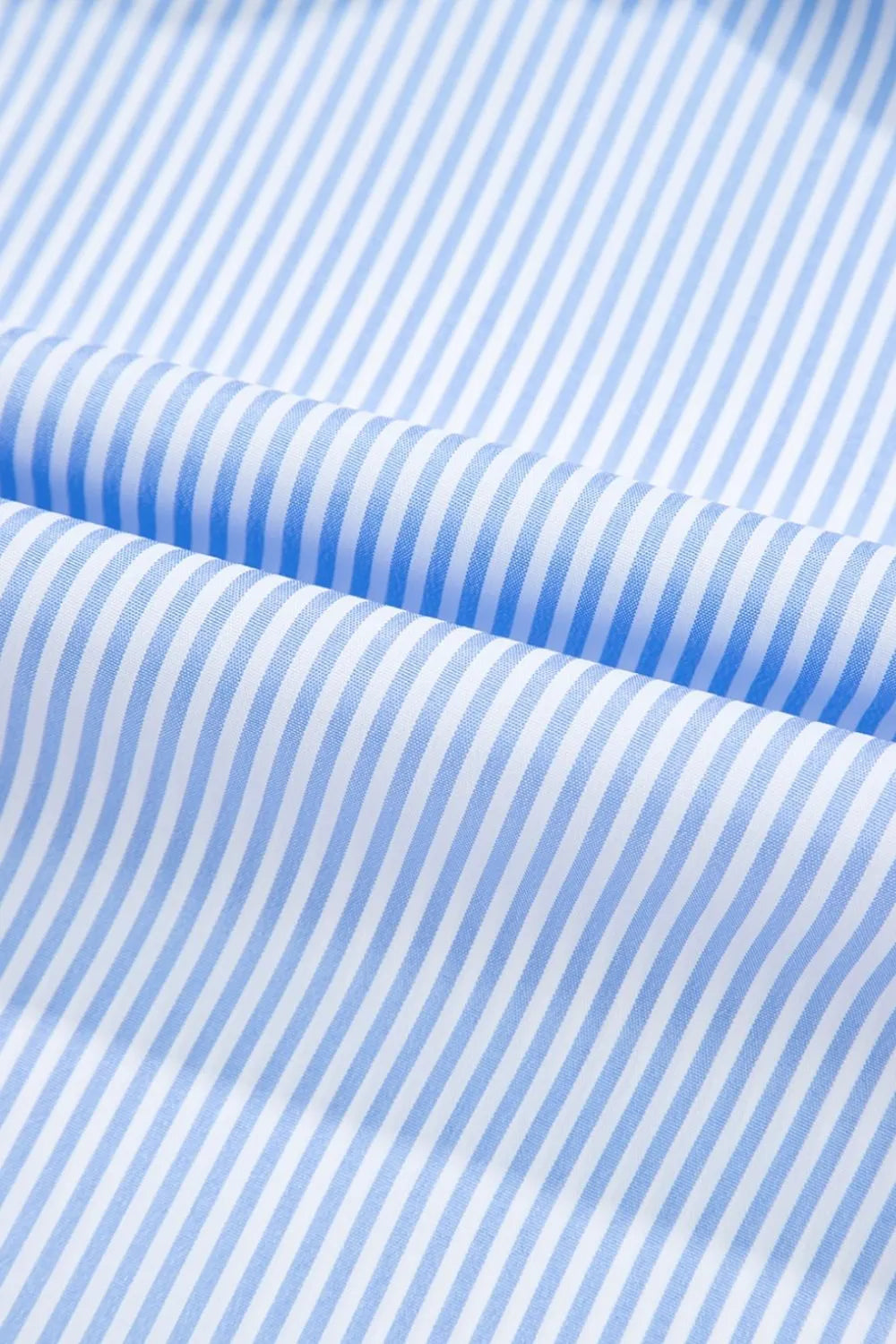 Light blue and white striped cotton fabric for Striped Patchwork Ric Rac Puff Sleeve Collared Mini Dress