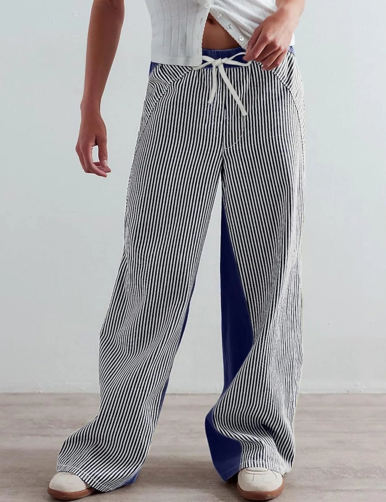 Striped Wide Leg Jeans | Pants Daverri Fashions