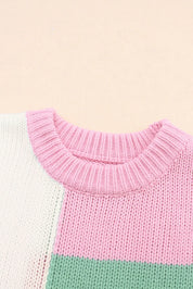 Daverri Fashions pastel colorblock drop shoulder sweater