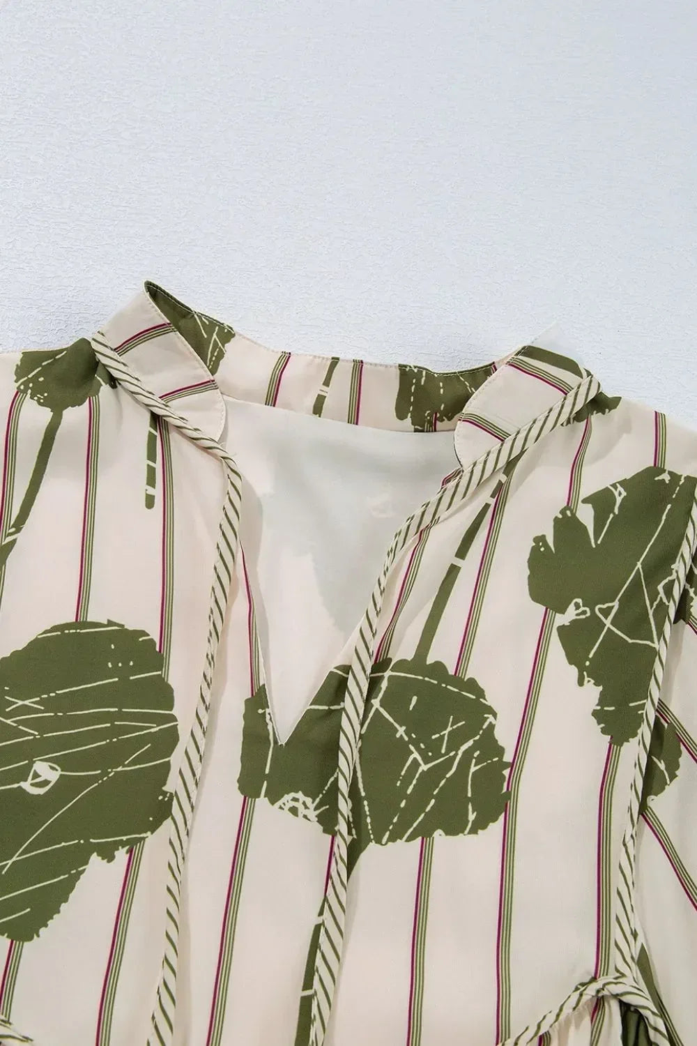 Printed Tie Neck Balloon Sleeve Mini Dress - DAVERRI FASHIONS