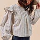 SO ME Floral Cotton Print Ruffled Long Sleeve Blouse - DAVERRI FASHIONS