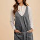 Annie Wear V-Neck Adjustable Strap Denim Overall Dress with Pockets Charcoal