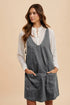 Annie Wear V-Neck Adjustable Strap Denim Overall Dress with Pockets Charcoal
