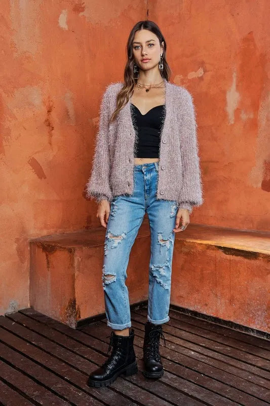 ADORA Fuzzy Sweater Cardigan Cardigans