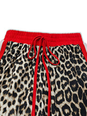 Leopard Round Neck Top and Pants Two-Piece Set | Loungewear Sets Daverri Fashions