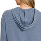 Ribbed Long Sleeve Hoodie Dusty Blue - DAVERRI FASHIONS