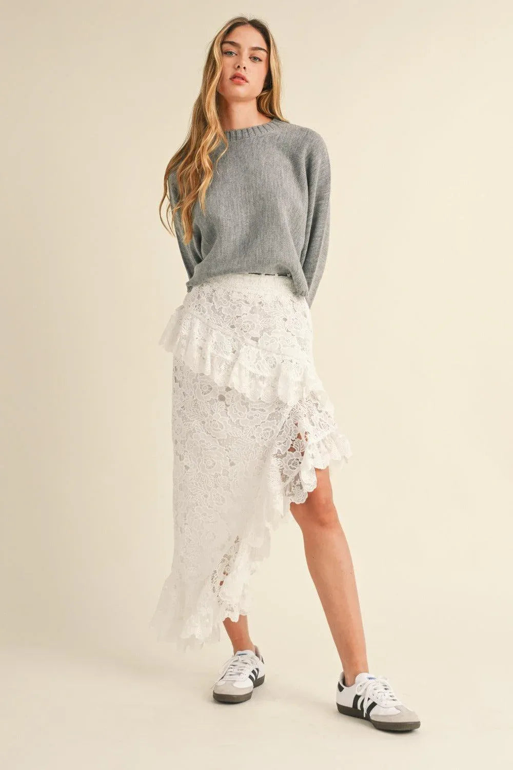 Mable Round Neck Dolman Sleeve Cropped Sweater - DAVERRI FASHIONS