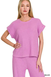 Zenana Rolled Sleeve Top and Pants Sweater Set | Outfit Sets Daverri Fashions